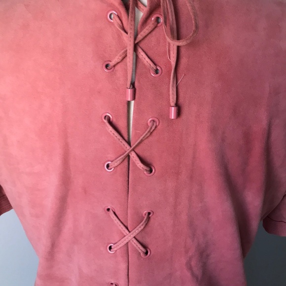 J Crew Suede Salmon Short Sleeve Top 8? - Picture 5 of 10